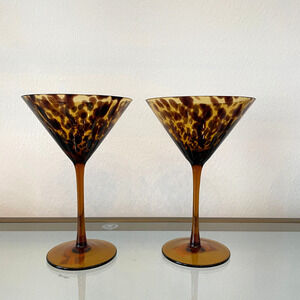 BELLA LUX Tortoiseshell Martini Glasses Set of 2 NEW